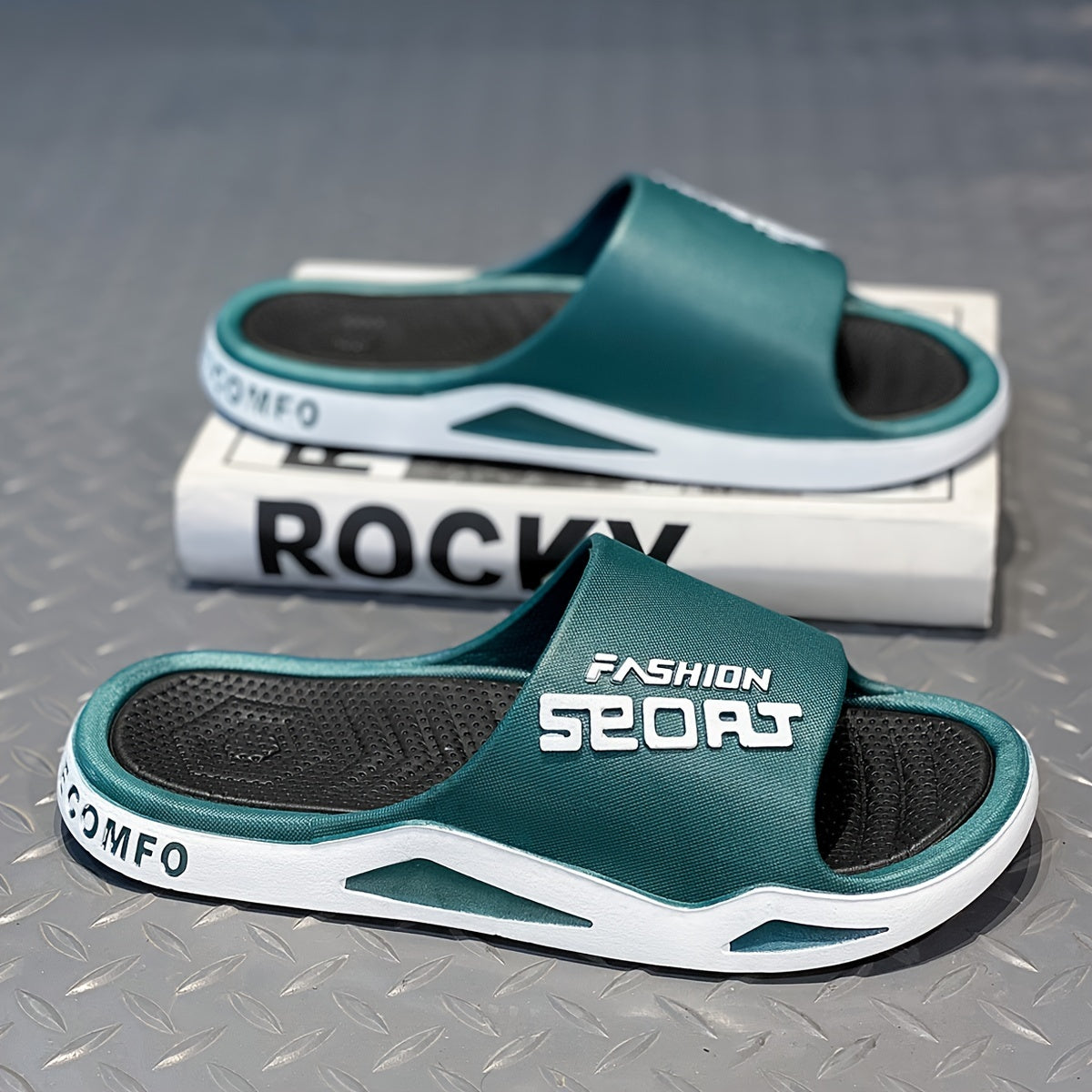 Men's Alphabet Print PVC Slides Non-Slip Indoor Outdoor Casual Summer