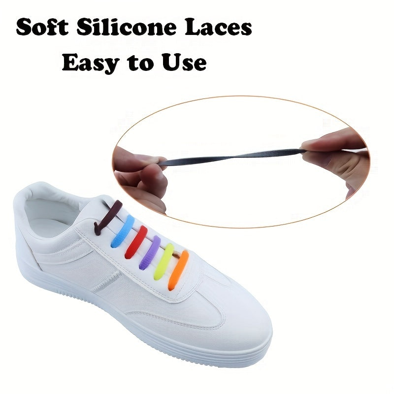 16 Pcs Colorful No-Tie Shoelaces for Sneakers and Boots Elastic Easy Slip-On