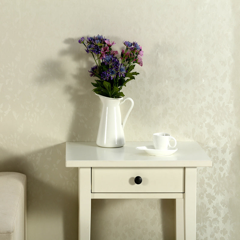 2 Rolls Waterproof PVC Wallpaper European Floral Cream Background Leaf Pattern Reusable for Living Room Bedroom