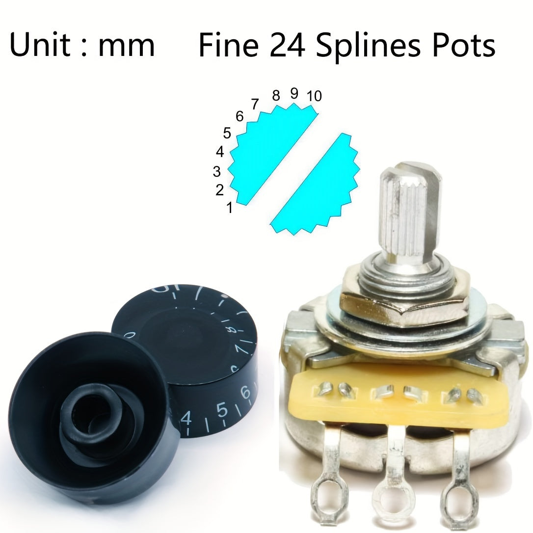 Acrylic Electric Guitar Knobs Set of 4 with 24 Fine Splines for Speed Control