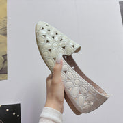 Women's Floral Pattern Slip-On Flat Shoes Lightweight Casual Hollow-Out Design