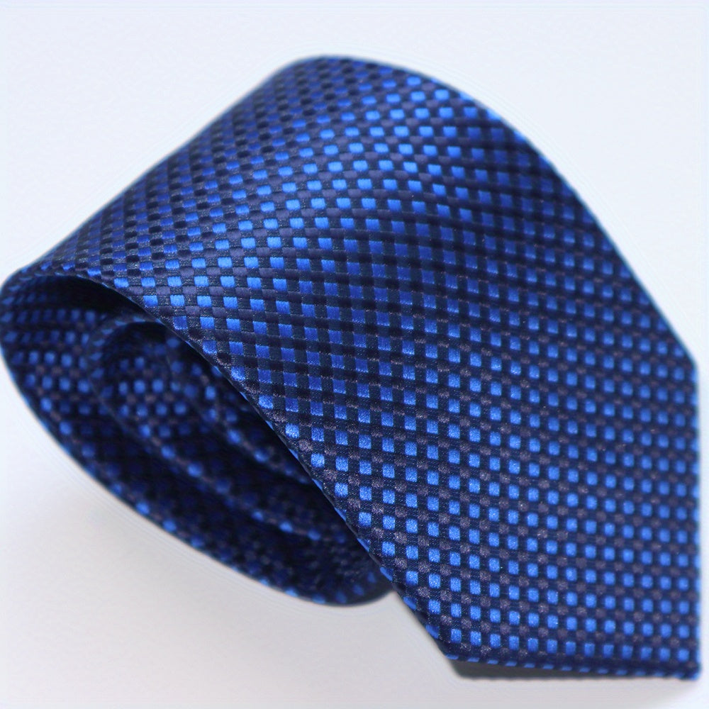 Men's Checkered Jacquard Neck Tie 3.15 Inch Multicolor Business Casual Gift