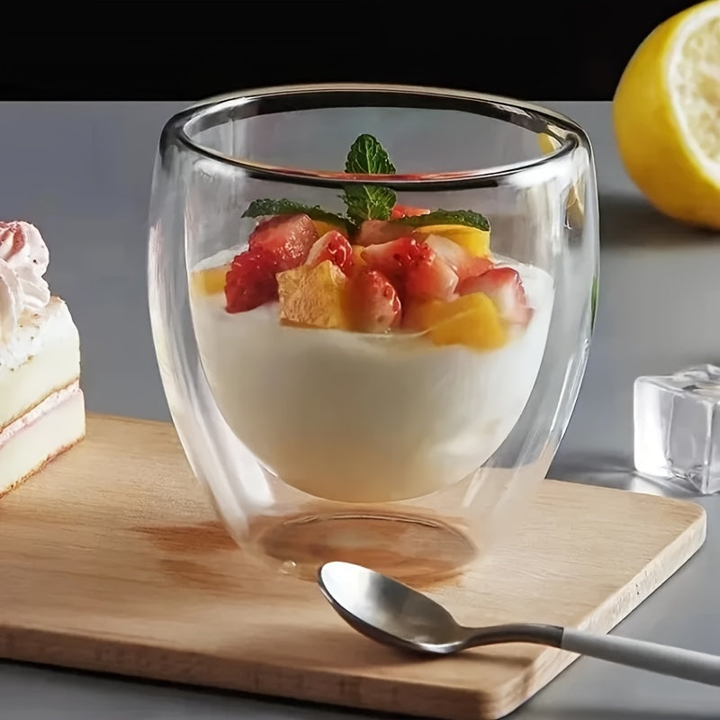 Taza de vidrio de doble pared de 150ml para café y té resistente al calor