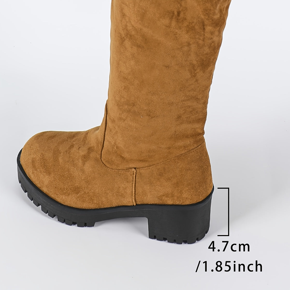 Women's Black Over-the-Knee Riding Boots with Mid-Heel and Full Zip