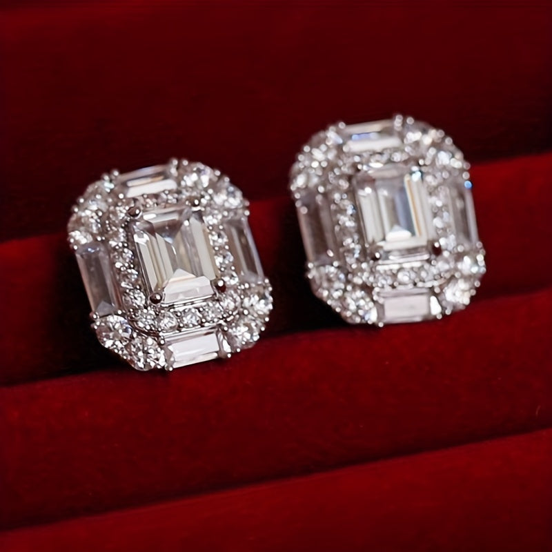 Rectangular Zirconia Earrings for Brides and Special Occasions