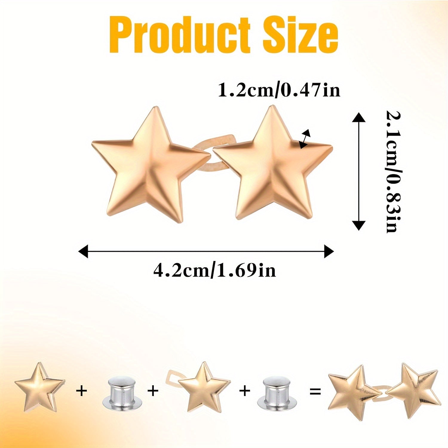 Многоразовая подтяжка для талии с звездочками-брошками для джинсов, платьев, юбок