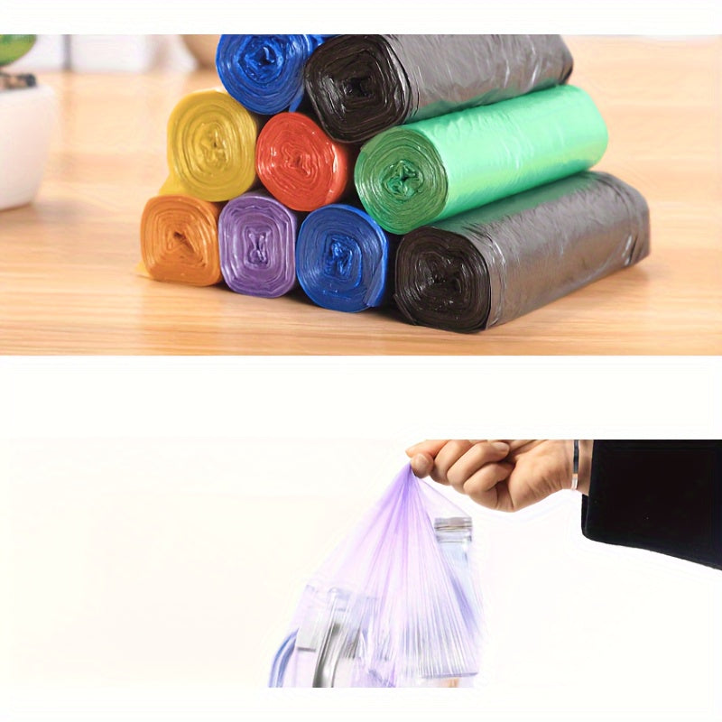 100 Colorful Disposable Trash Bags in 5 Rolls for Home Office Kitchen Bathroom