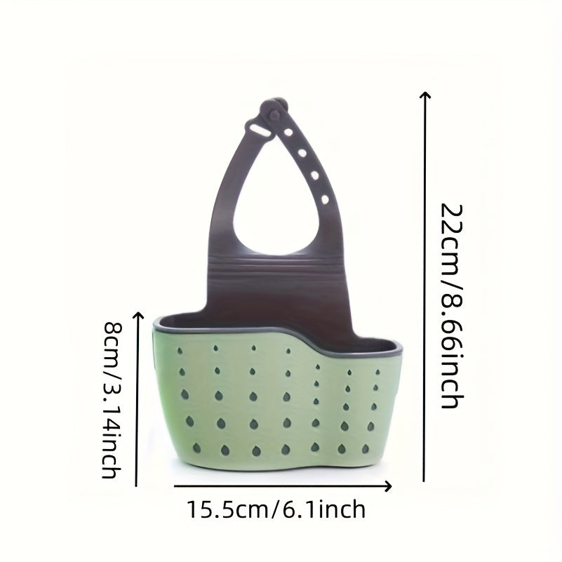 Adjustable Hanging Drain Basket for Kitchen Sink Organization with Soap and Dishcloth Holder