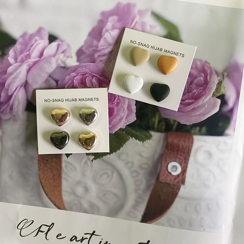 Set of 4 Minimalist Silver Hijab Magnets for Scarves and Shawls