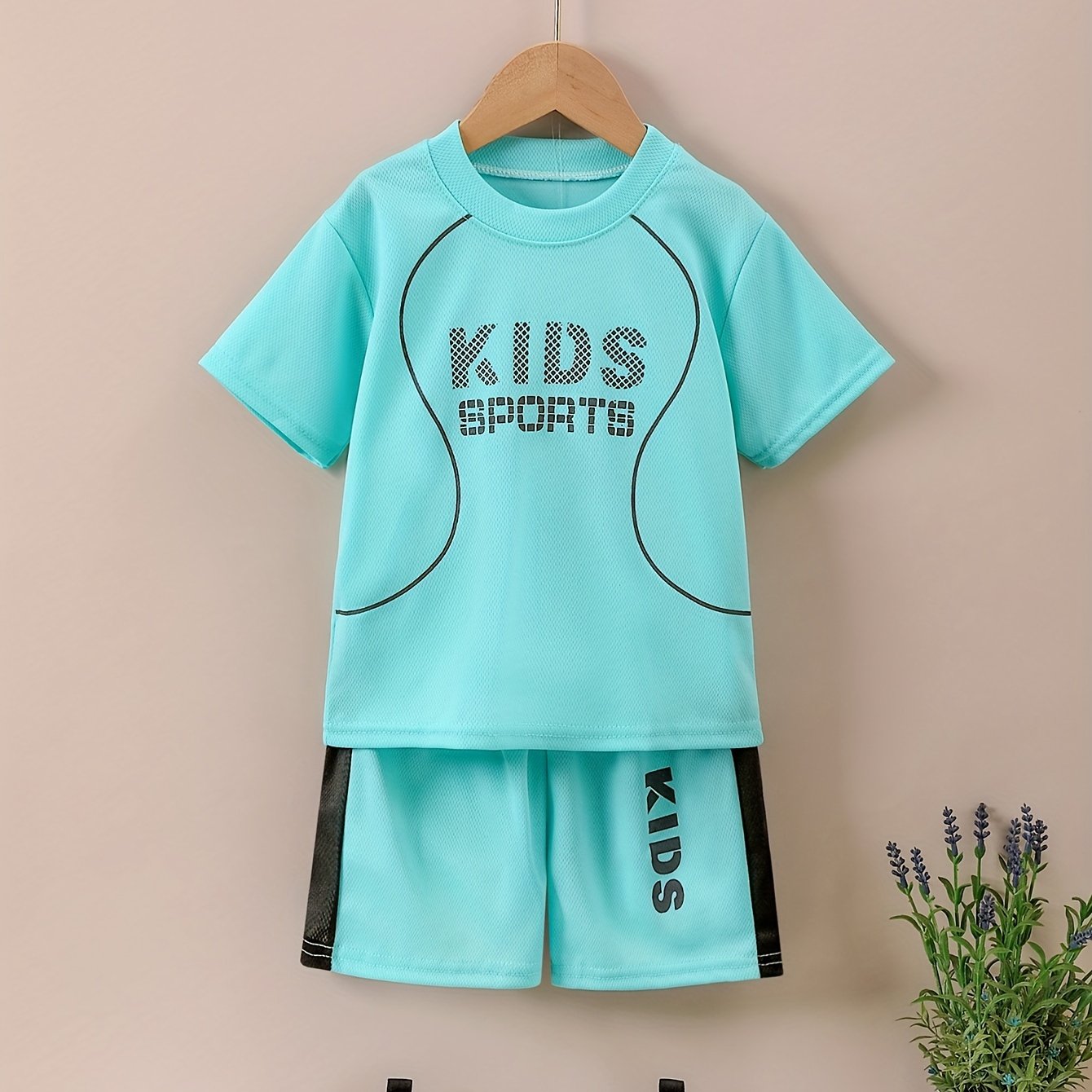 Traje deportivo de secado rápido para niños con camiseta de manga corta y pantalones cortos para niños de 12 años o menos