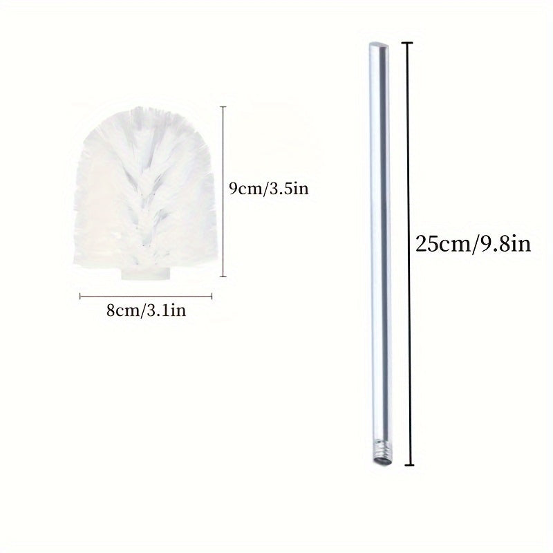 Toilet Brush Set with Handle and 3 Replacement Heads, No-Dead-Corner Design