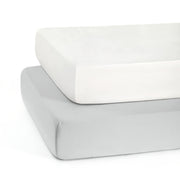 Microfiber Crib Sheet Set for Kids 2 Pieces Solid Color White Light Gray