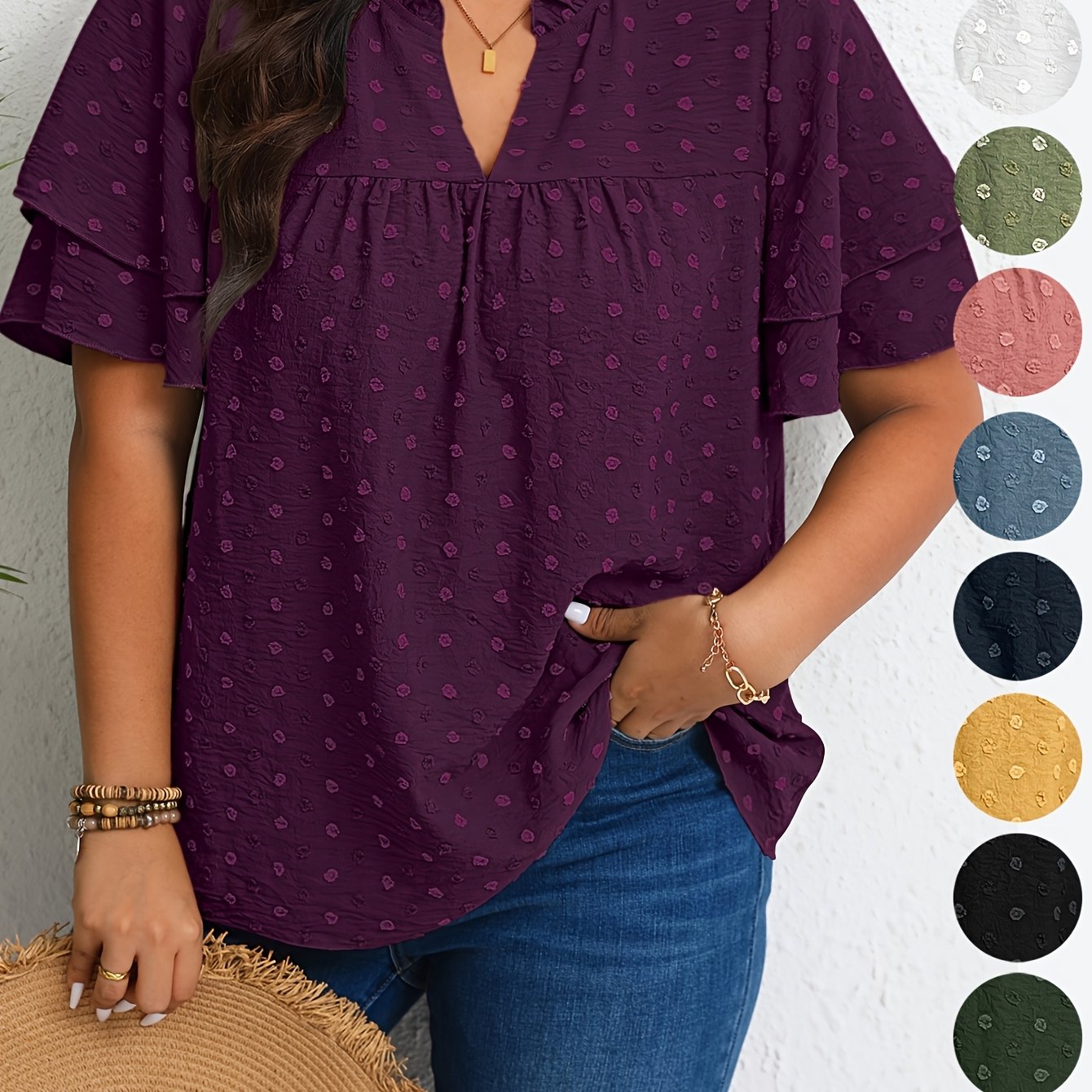 Plus Size Women's Casual Shirt Forest Green Size 1X