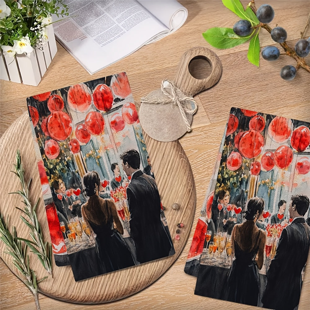 Oshxona Sochiqlari Ultra Yumshoq, Sevgi Bayrami, 2 Dona, Yuqori Singdiruvchi Idish Qo'l Sochiqlari Bayram Dekoratsiyasi Uchun, Mashinada Yuvish Mumkin, 16x24 Dyuym - SKU 2KYSYS1217709.