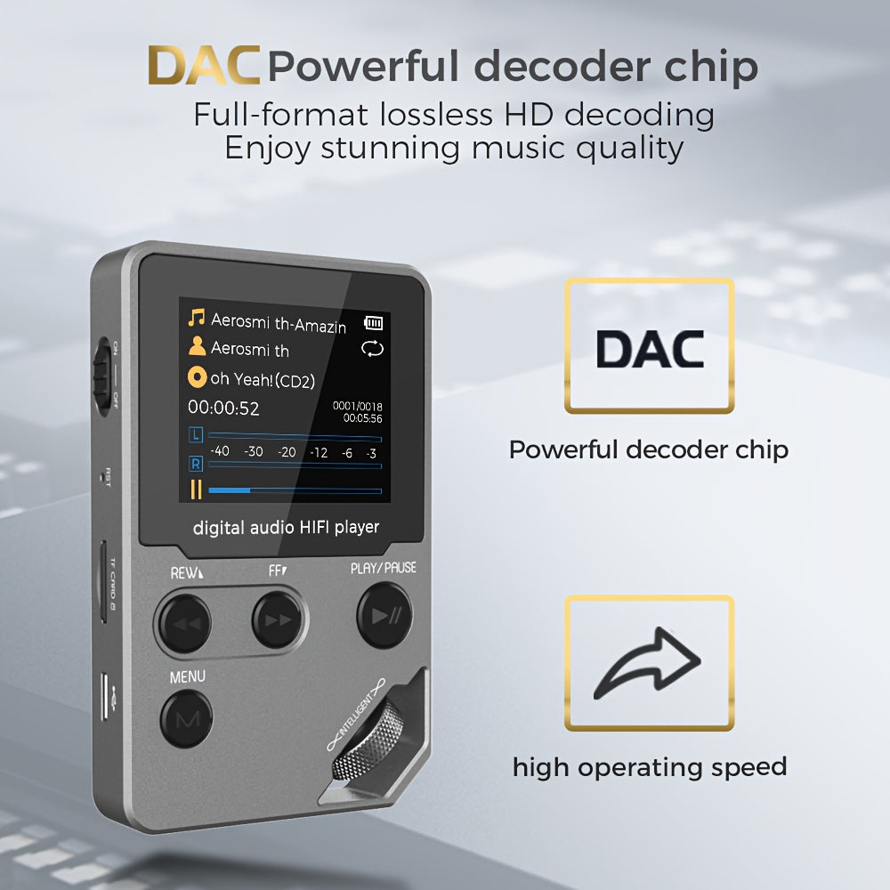 72GB High-Fidelity Lossless Music Player Wireless Zinc Alloy Compact with FM Radio Voice Recorder