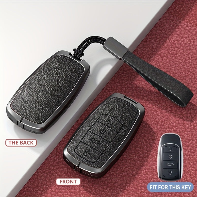 Universal TPU Car Key Cover Protector Red Textured Zinc Alloy Shell