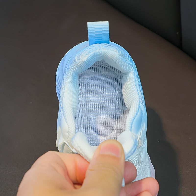 Girls' Gradient Sports Shoes with Easy Twist Buckle Breathable Mesh Non-Slip Rubber Sole for Spring Summer Fall