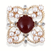 Elegant Korean Pearl and Diamond Brooch for Dress Accessories