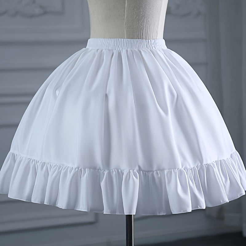 Black and White Lolita Petticoat with Steel Hoop Pleated Cloud Skirt for Women
