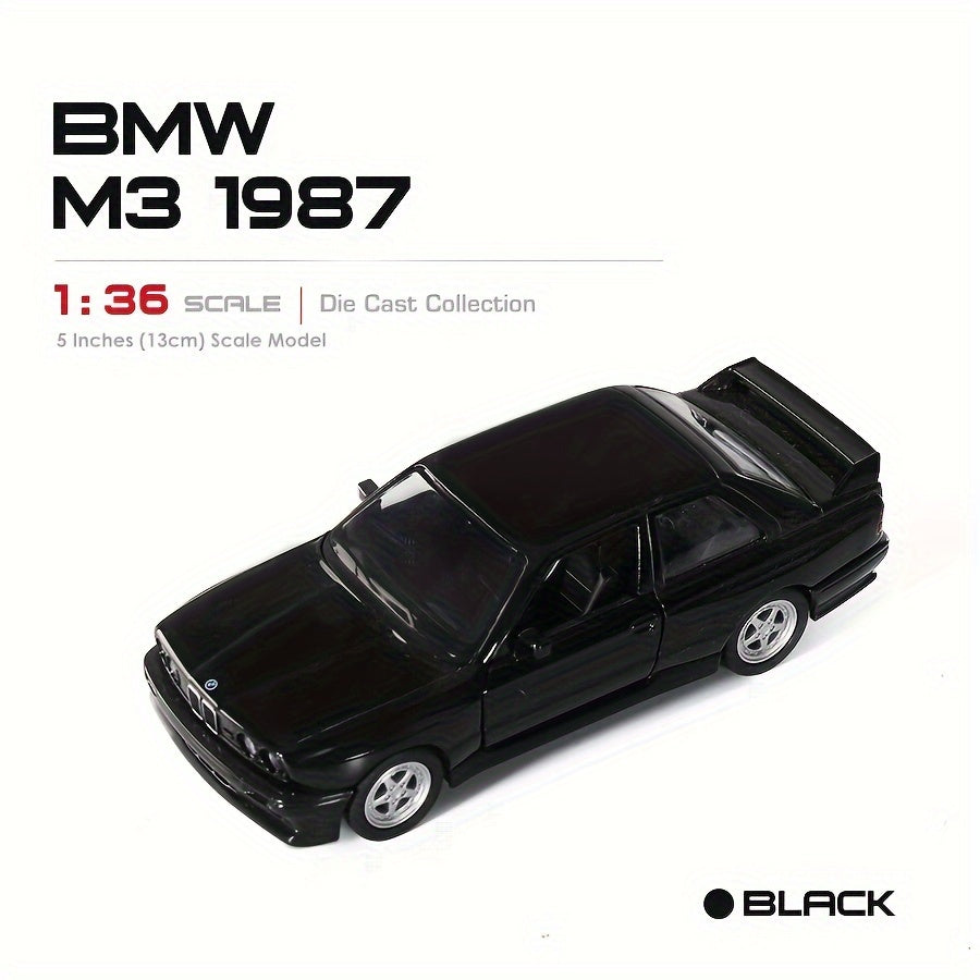 1987 BMW M3 Diecast Model Car 1:36 Scale Alloy Pull-Back Toy for Kids