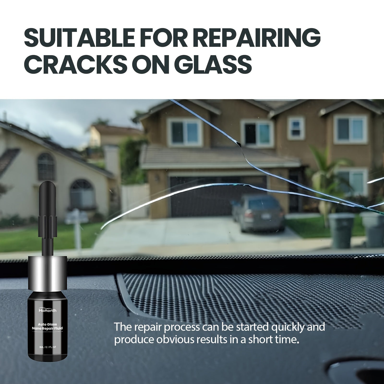 Auto Glass Nano Repair Kit for Windshields Crack Sealant Waterproof Easy Application