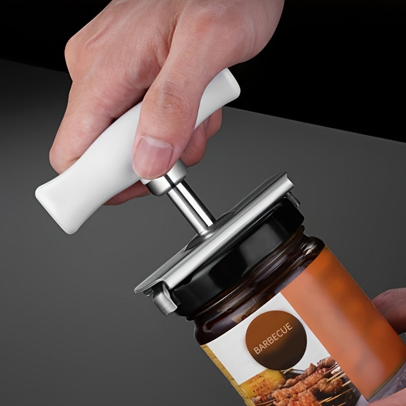 Stainless Steel Can Opener with Adjustable Grip for Easy Jar Opening