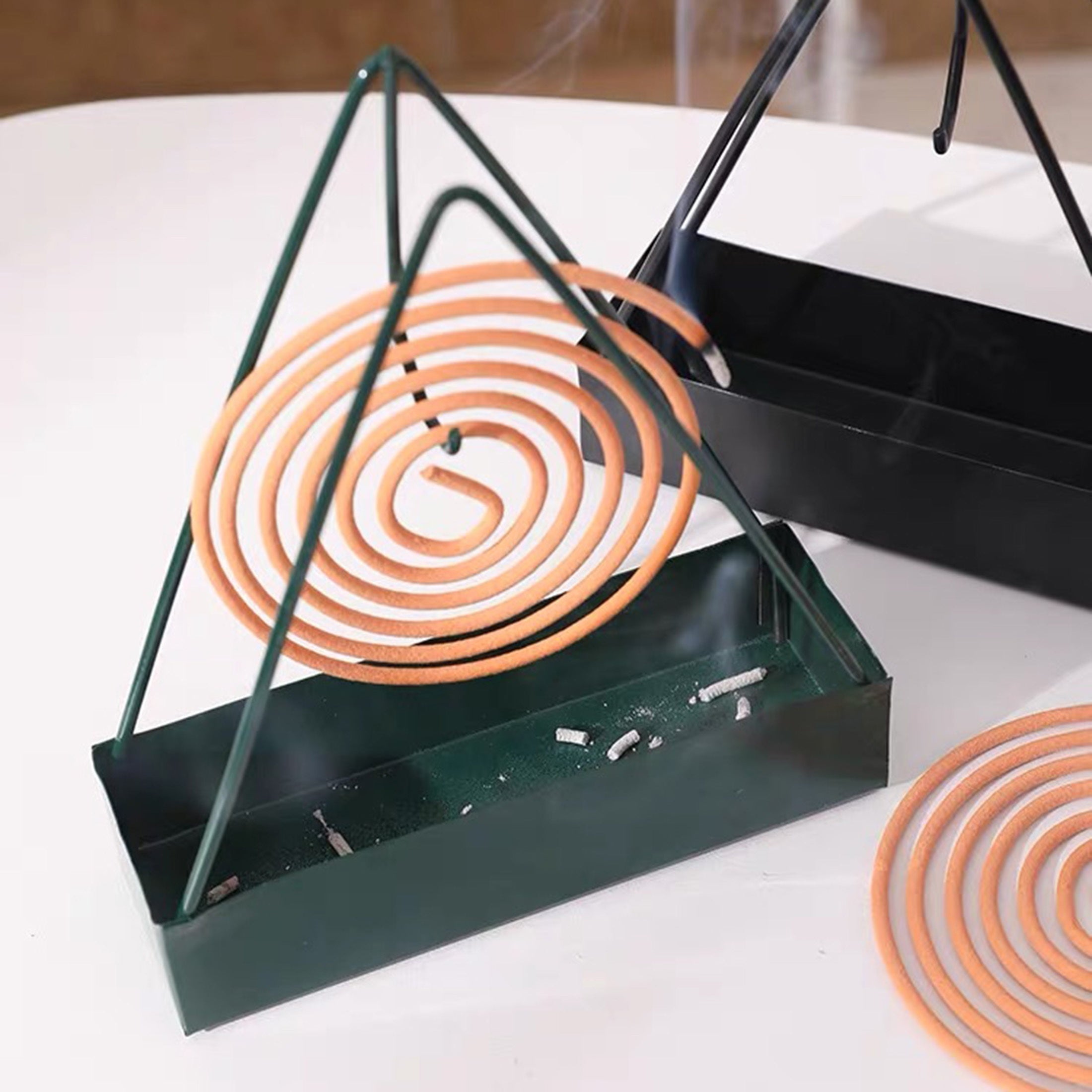 Iron Mosquito Coil Holder Tripod Design Incense Burner for Sandalwood Black