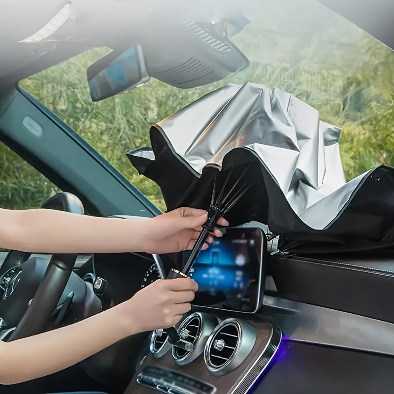 Universal Extra Large Titanium Silver Car Sunshade Windshield Sun Umbrella