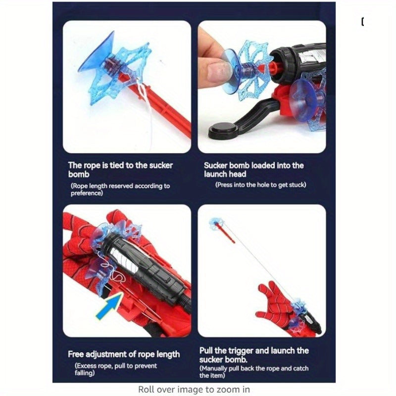 Advanced Plastic Toy Gun for Ages 3+ with Soft Darts and Spider Web Gloves