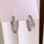 Gold-Plated Hoop Earrings with Synthetic Zirconia Snake Design for Women