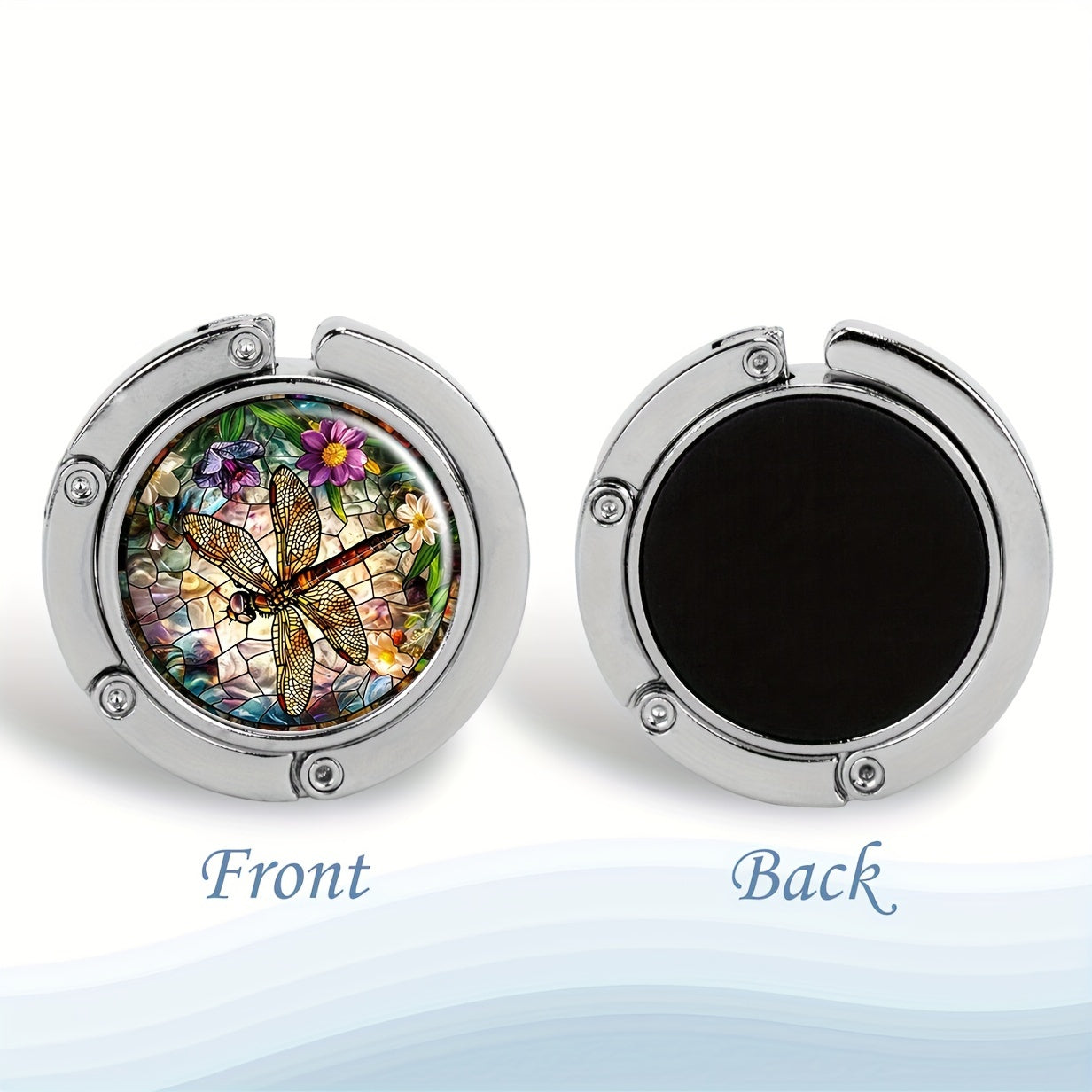 Portable Handbag Hook for Tables with Dragonfly Design Metal Bag Holder for Women