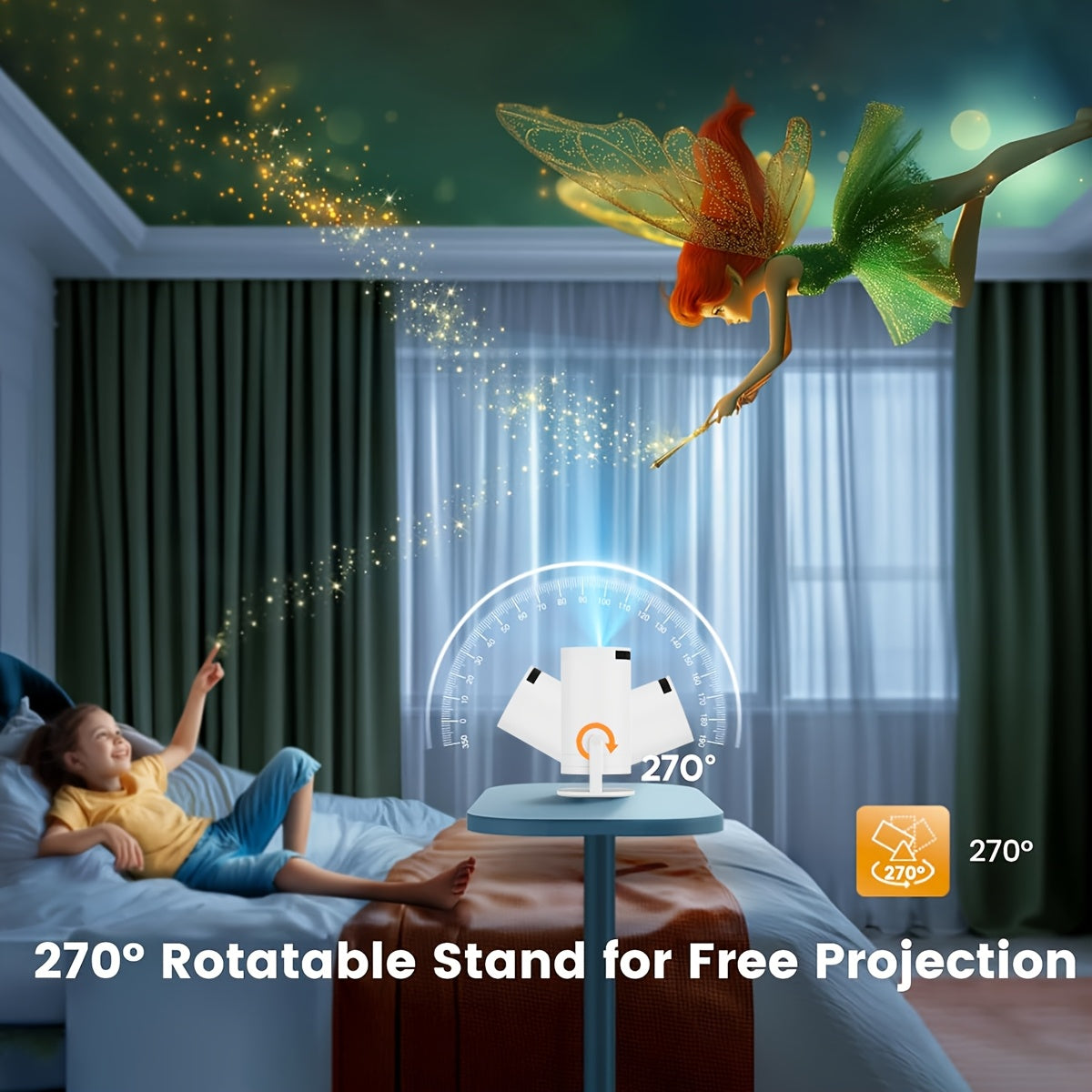 Mini Projector Supports 4K Video Wireless Portable Screen for Smartphones