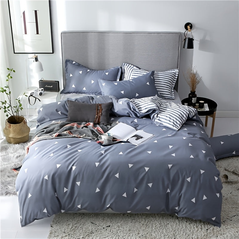 4-Piece Breathable Polyester Bedding Set with Zipper Closure for Bedroom and Living Room
