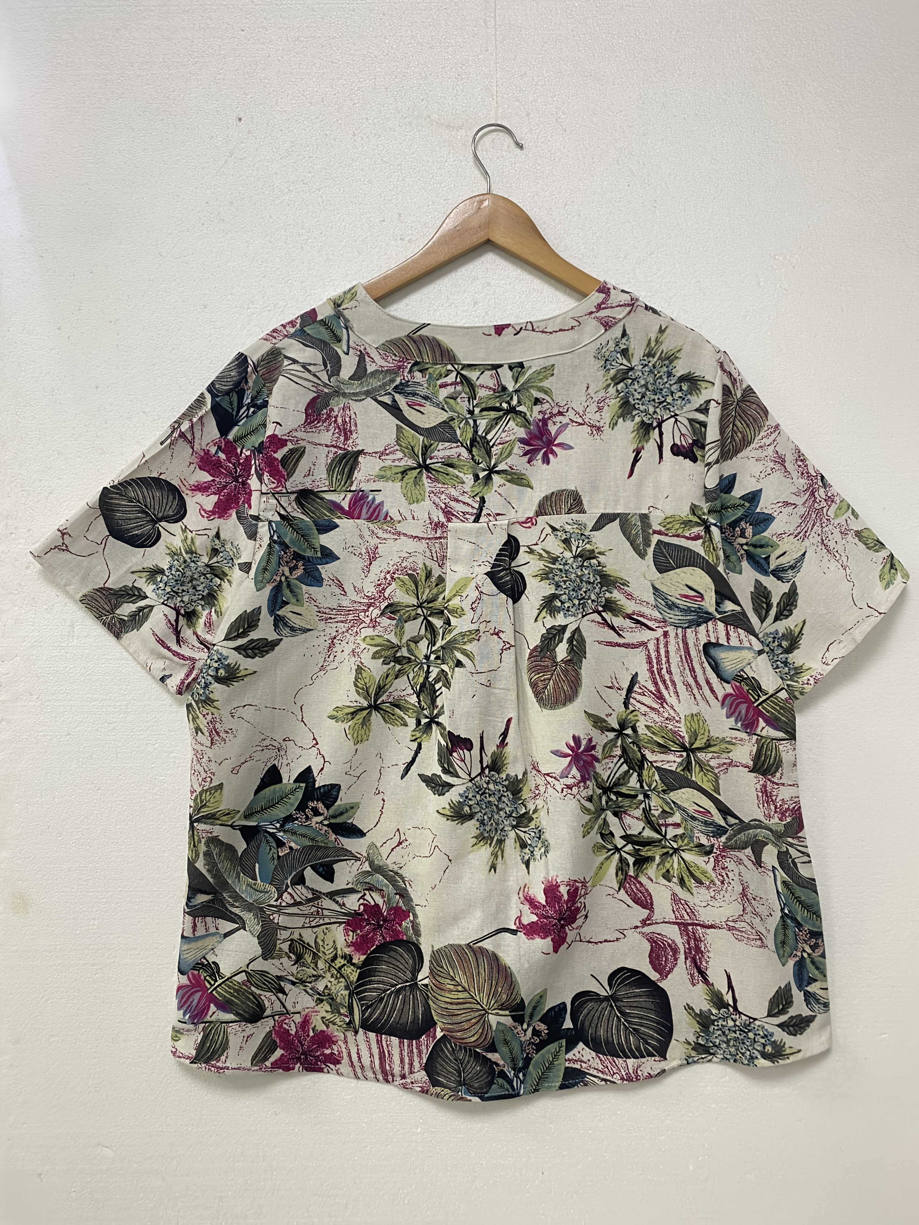 Plus Size Women's Floral Print Long Sleeve Blouse Casual Button-Up Multicolor