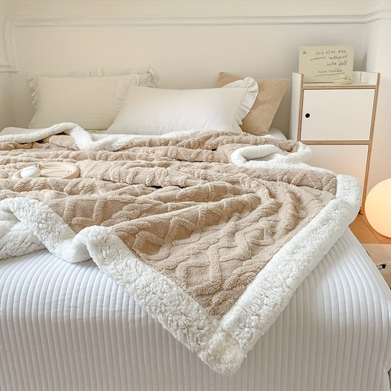 Edredón de patrón de punto grueso, manta suave y peluda para decoración del hogar