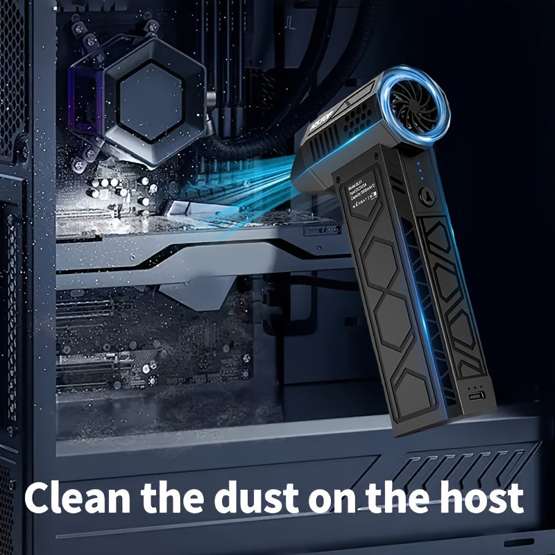 Gipertezlikda ishlaydigan qo'l bloveri, ichki chiroq bilan - USB orqali zaryadlanadigan, 10000mAh batareya, oshxonalarni, ochiq joylarni va hammomlarni tozalash uchun ko'p funksiyali jet fan.