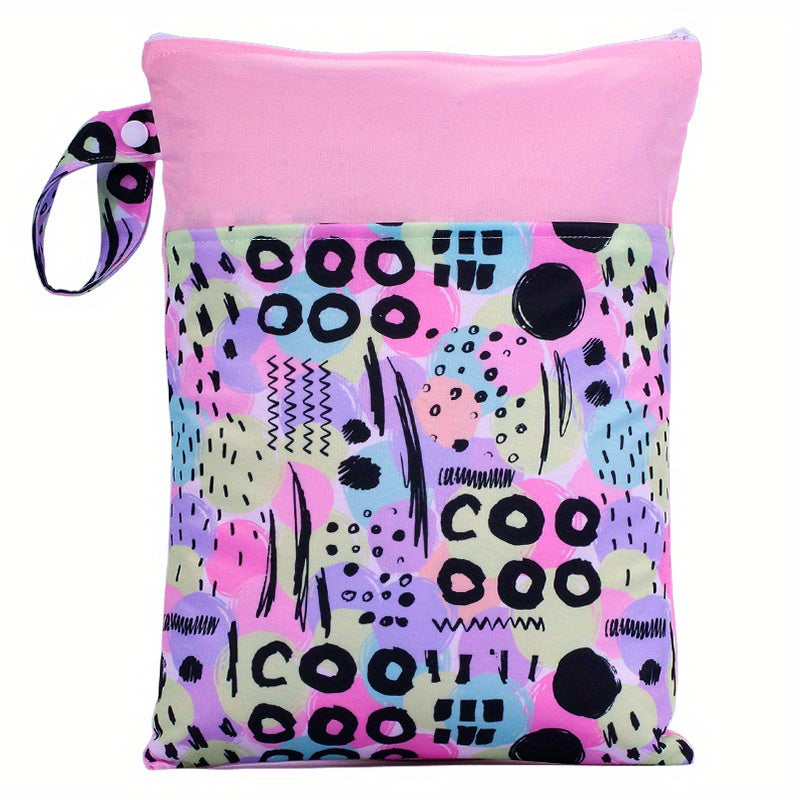 Reusable Waterproof Wet Bag with Double Pockets Cloth Handle 24.99x35cm