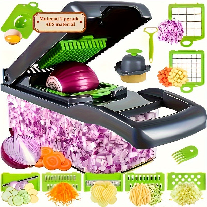 16/22 Combination Kitchen Vegetable Knife Set with 8 Stainless Steel Blades and Food Safe Containers