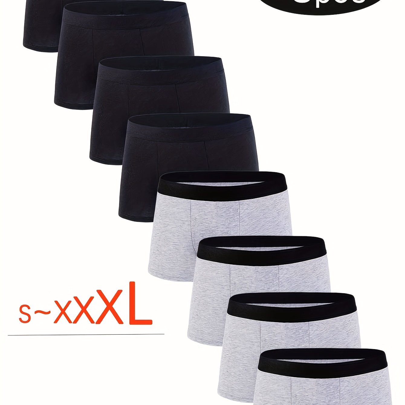 8 dona erkaklar uchun nafas oladigan paxta boxer shortlari, bir rangda, qulaylik uchun cho'ziluvchan va yumshoq.