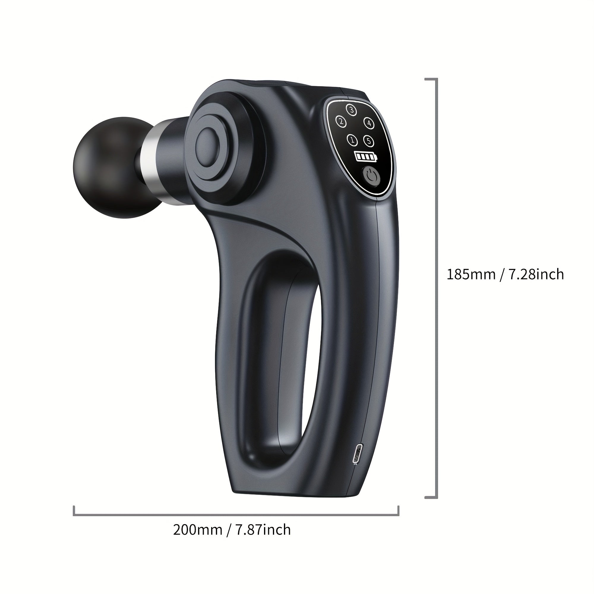 Zamonaviy massaj quroli, 5 ta sozlanadigan tezlik, ikki massaj nozzle, USB orqali zaryadlanadigan, litiy batareyasi bilan ishlaydigan, CE/FCC/RoHS sertifikatlangan, mustahkam konstruktsiya.