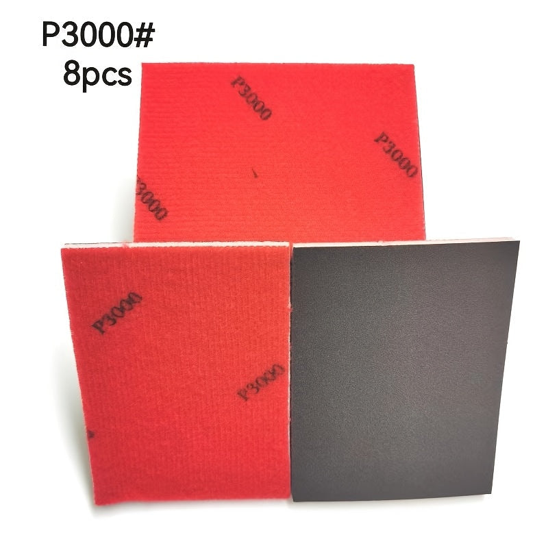 8 Pcs Ultra-Fine Sand Sponge Pads 400-3000 Grit for Wood Metal Dry Wet Sanding