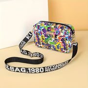 Women's Graffiti Print Crossbody Bag with Removable Strap Glitter Embellishment