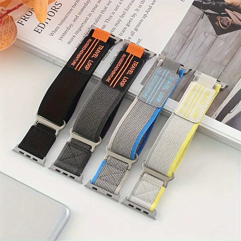 Elastic Nylon Watch Strap for Apple Watch Series 10 Ultra2 49mm 45mm 42mm 40mm Black Gray Blue