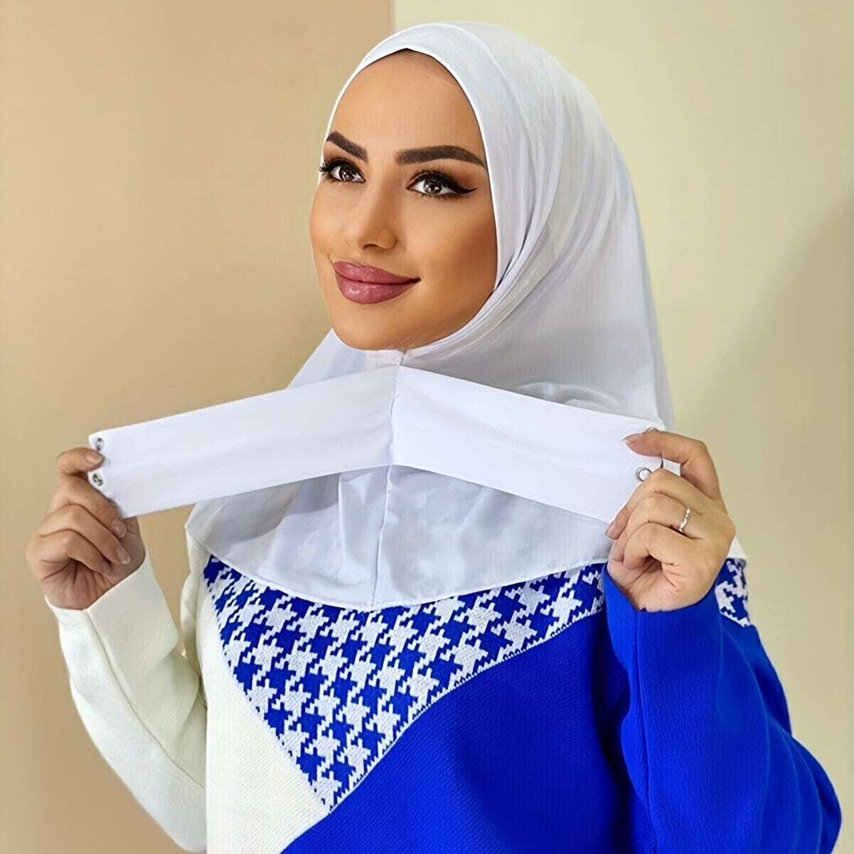 Solid Color Hijab for Women with Elastic Back and Snap Closure
