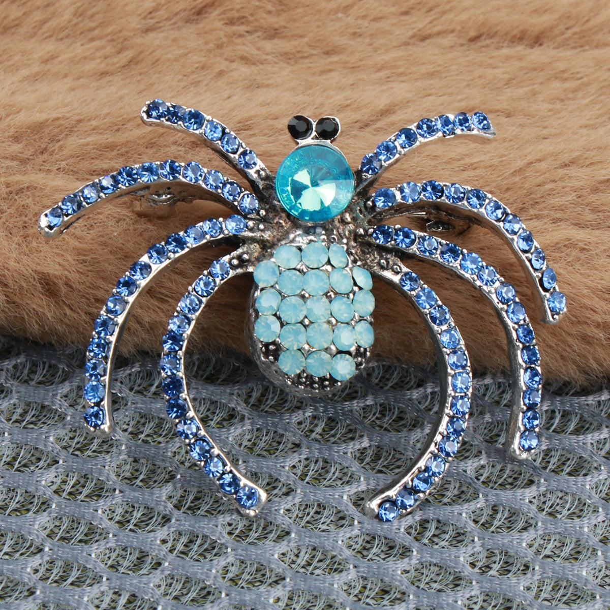 Spider Brooch Pin with Rhinestones Enamel Insect Corsage for Coats Jackets