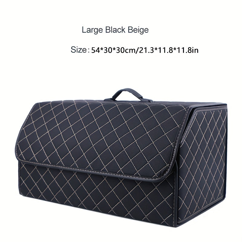 Organizador de maletero de coche plegable de cuero PU para almacenamiento de juguetes y comida