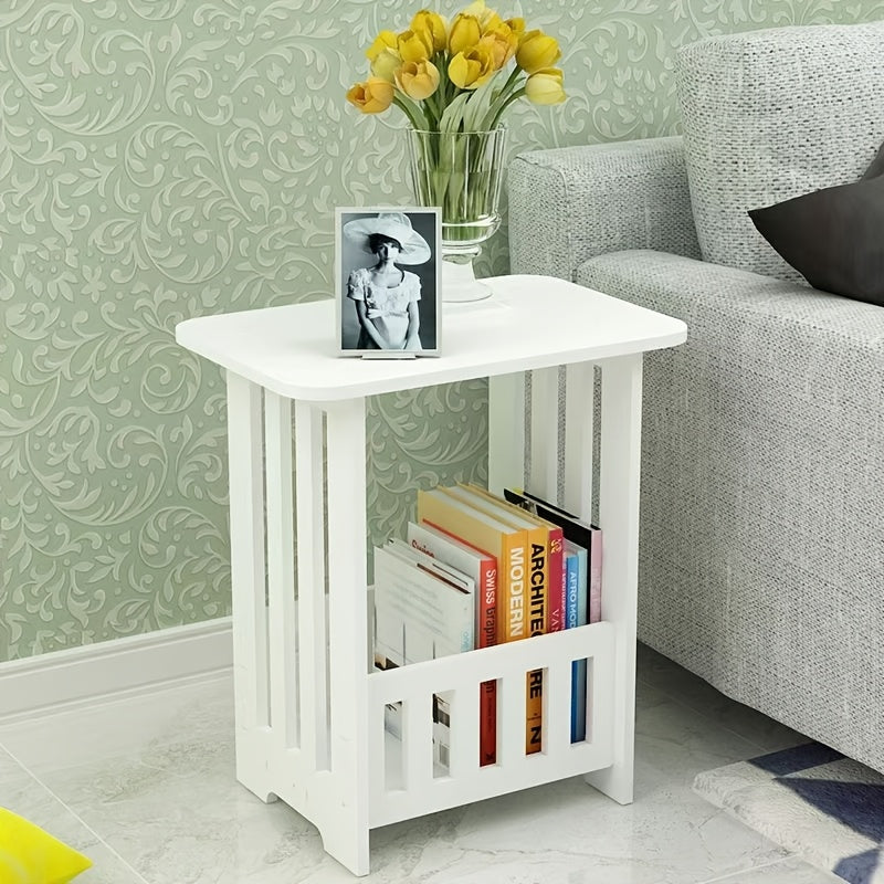 3-qavatli oq yog'och yon stol, yashash xonasi va yotoqxona uchun saqlash javon bilan