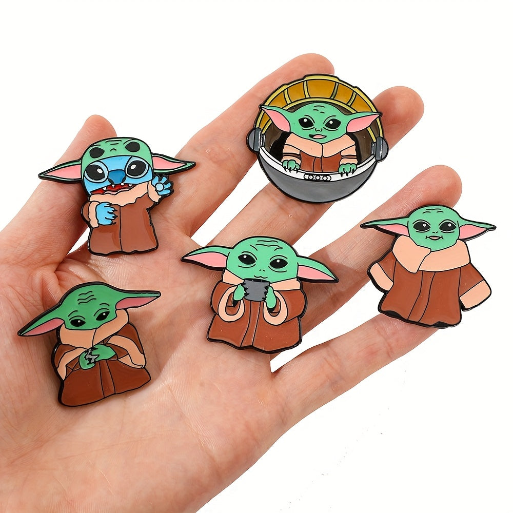 Set of 6 Yoda Enamel Pins Minimalist Alloy Brooches for Bags and Clothing