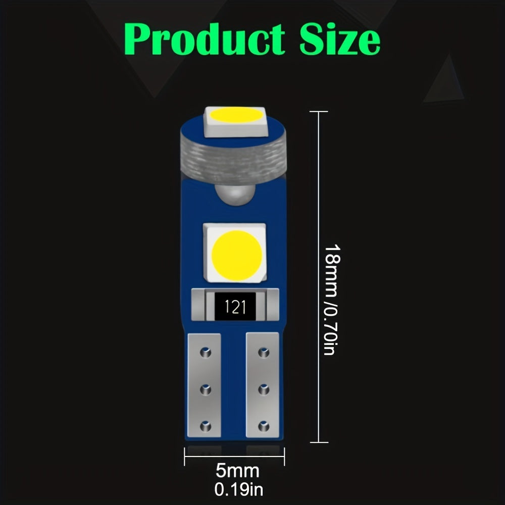 10pcs T5 LED Car Interior Lights Canbus Compatible Multi-Color for Dashboard