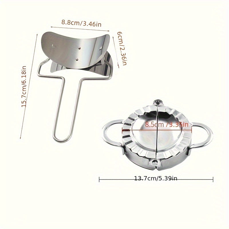 Stainless Steel Dumpling Maker Set with Dough Roller and Cutter for Home Kitchen